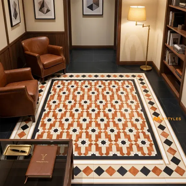 Terracotta Geometric Carpet Tile | Siena Link