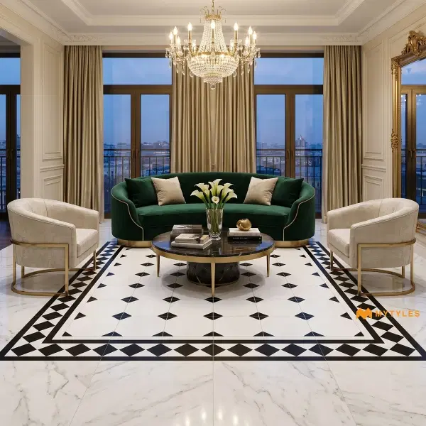 Black & White Diamond Carpet Tile | Monochrome Regent