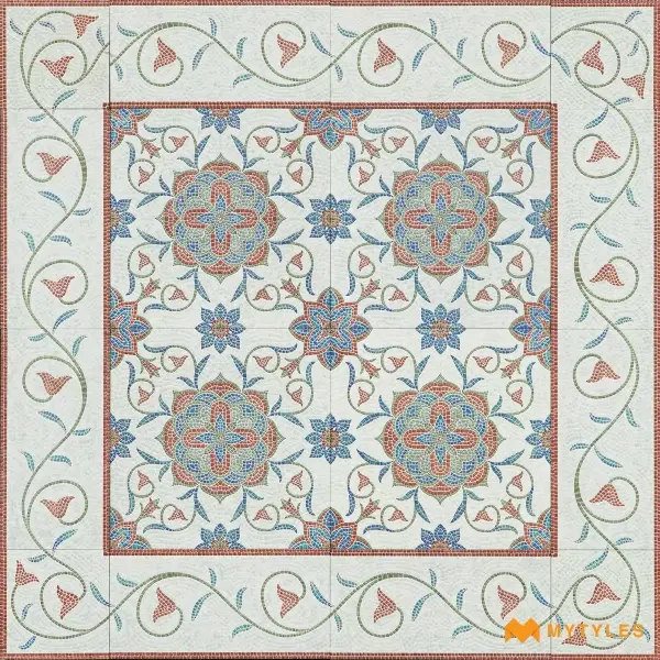 Cream Floral Carpet Tile | Mosaic Bloom