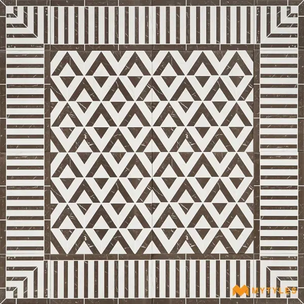 Brown & White Geometric Carpet Tile | Cocoa Apex