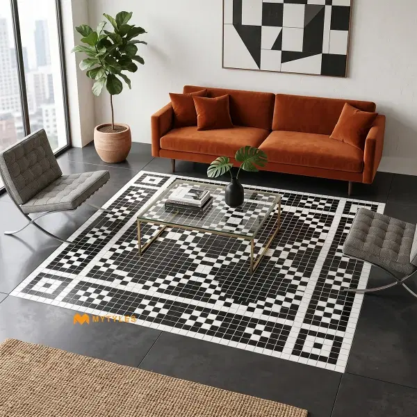 Black & White Checked Carpet Tile | Noir Matrix